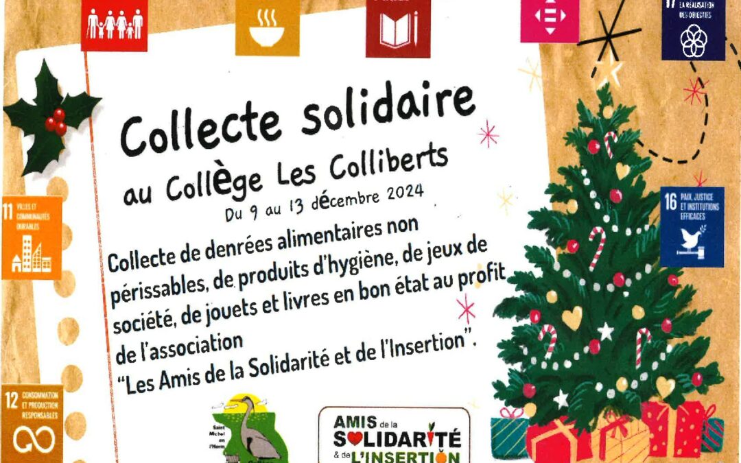 Collecte solidaire du 9 au 13 décembre 2024